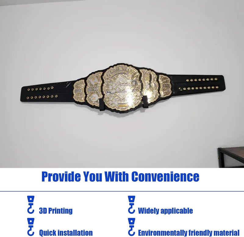 NATUHODE Wrestling Championship Belt Display Holder for Wall, Belt Horizontal Wall Mount Organizer, Wall Mounted Belt Display for Wrestlers Championship Hanging Display - Image 2